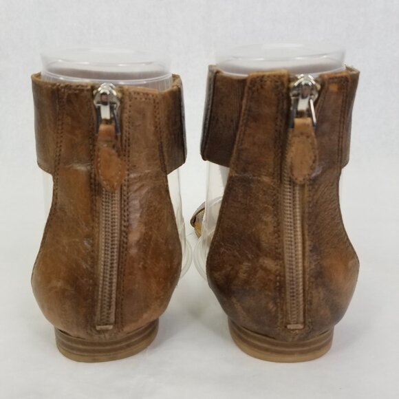 Franco Sarto Gelato Sandals Womens 6 Caramel Brown Leather Zipper Heel Gladiator - Picture 6 of 14